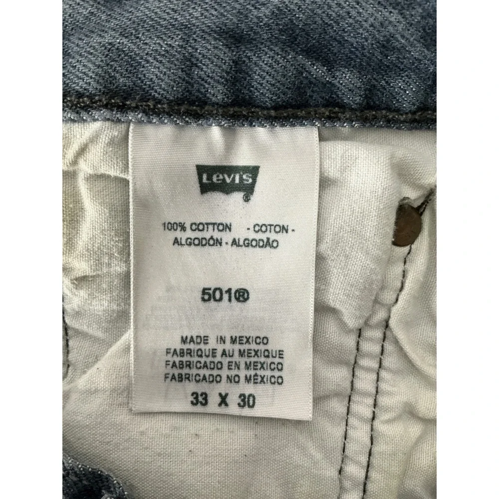 Levi Strauss 501‎ Mens Original Fit Black Denim Jeans 33x30 Button Fly Raw Hem